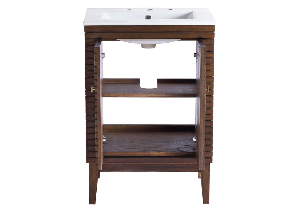 EEI-5114-WAL-WHI Ledger 24" Bathroom Vanity By Modway