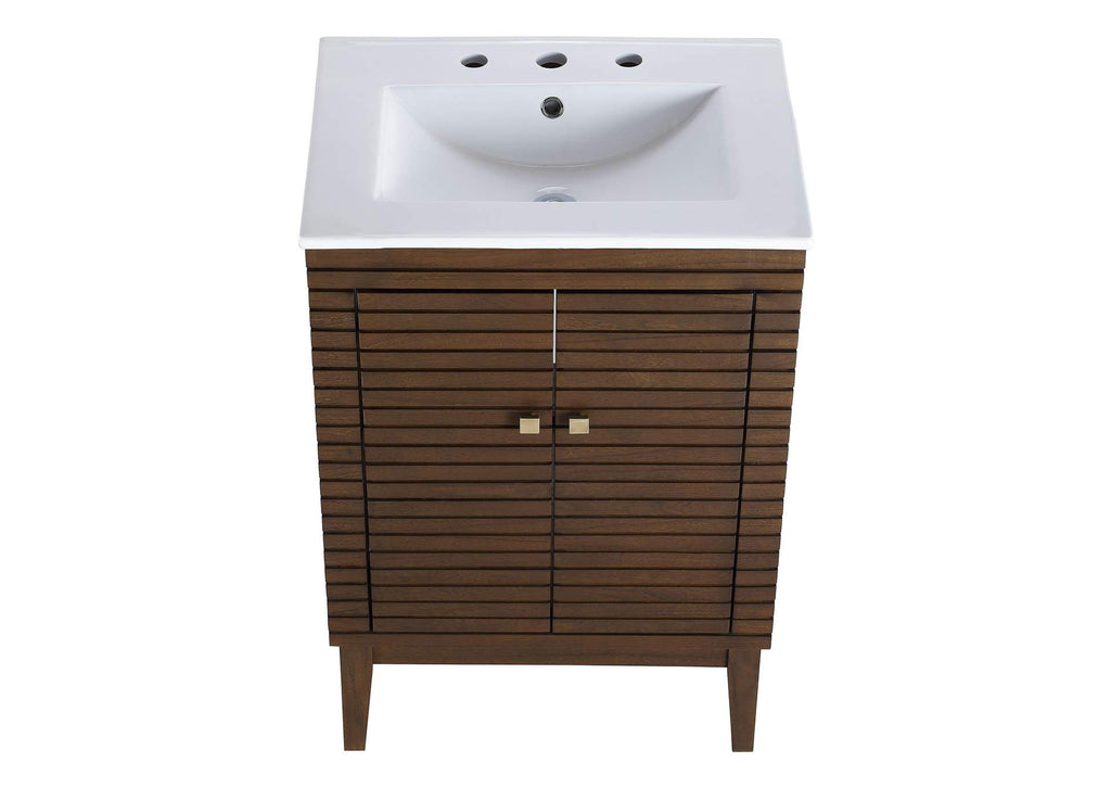 EEI-5114-WAL-WHI Ledger 24" Bathroom Vanity By Modway