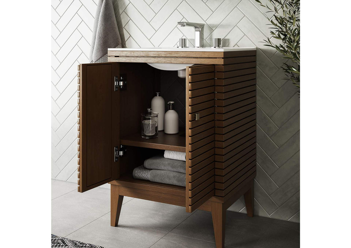 EEI-5114-WAL-WHI Ledger 24" Bathroom Vanity By Modway