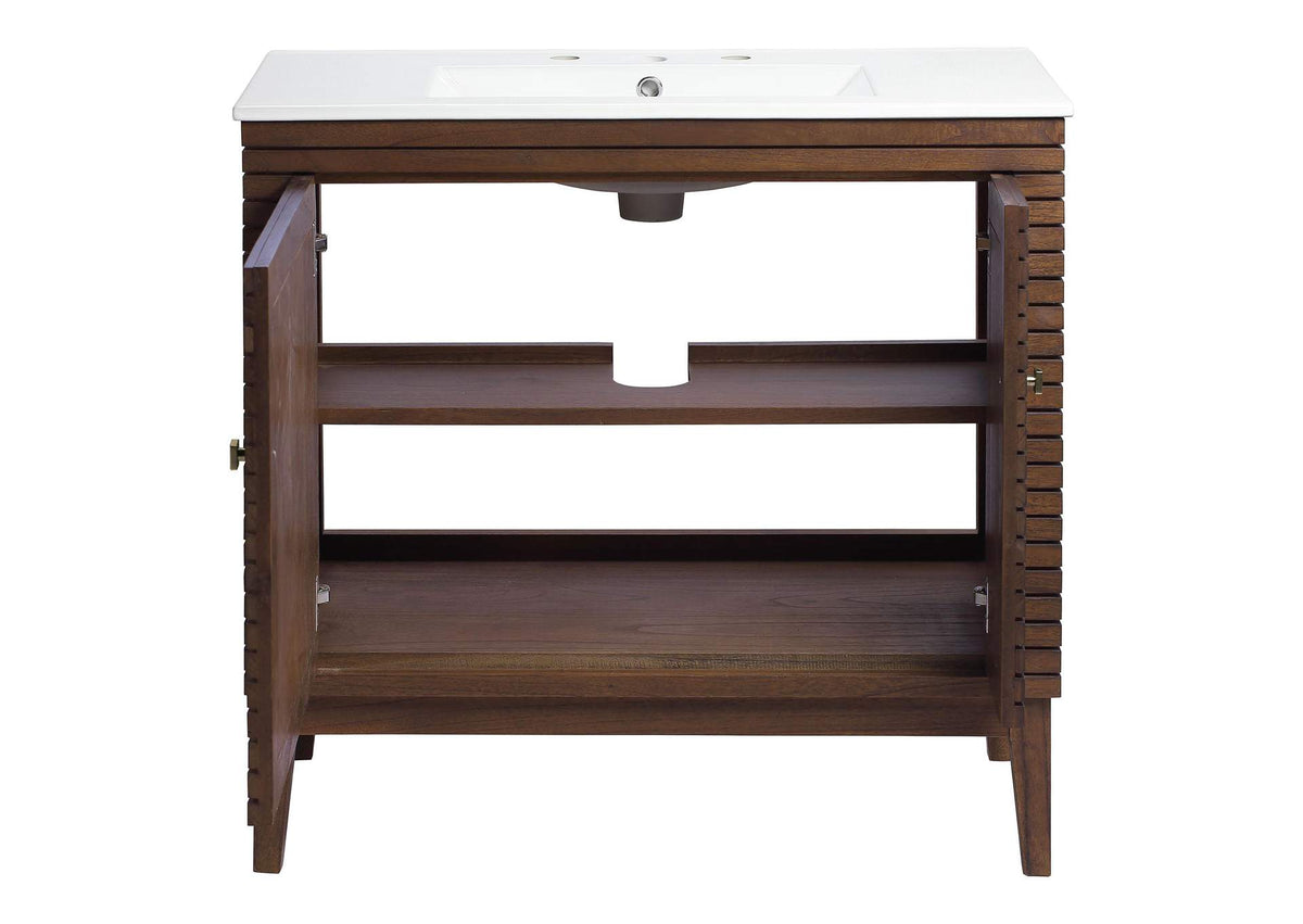 EEI-5115-WAL-WHI Ledger 36" Bathroom Vanity By Modway