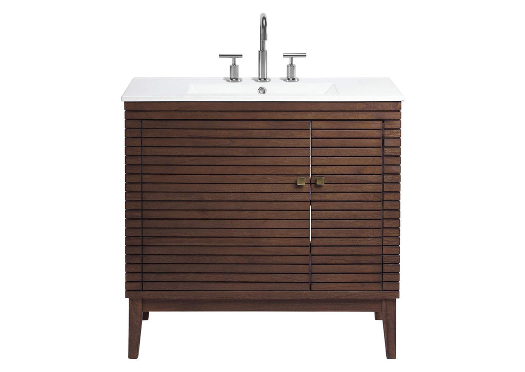EEI-5115-WAL-WHI Ledger 36" Bathroom Vanity By Modway