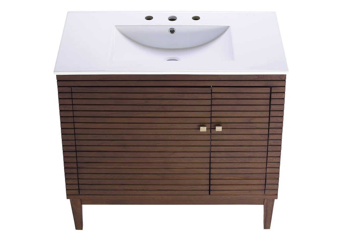 EEI-5115-WAL-WHI Ledger 36" Bathroom Vanity By Modway