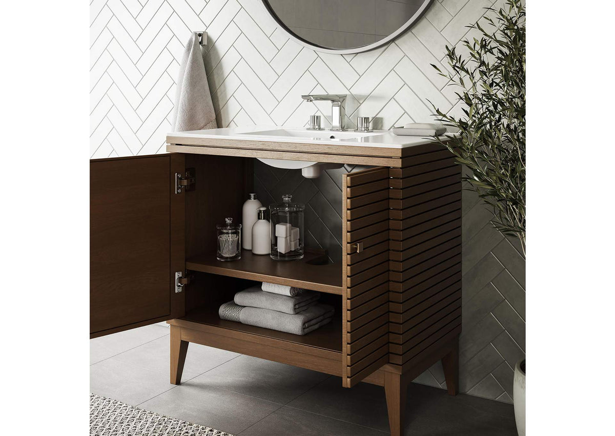 EEI-5115-WAL-WHI Ledger 36" Bathroom Vanity By Modway