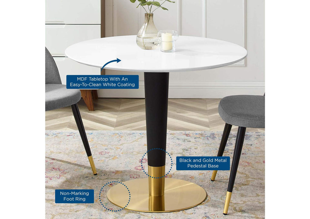 EEI-5117-GLD-WHI Zinque 36" Dining Table By Modway