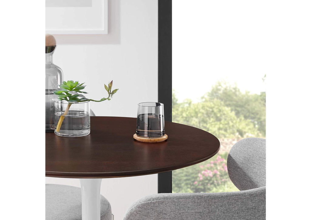 EEI-5155-WHI-CHE Lippa 28" Round Wood Dining Table By Modway