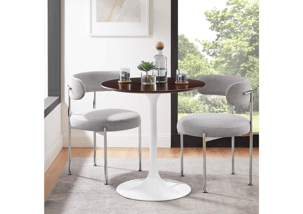 EEI-5155-WHI-CHE Lippa 28" Round Wood Dining Table By Modway