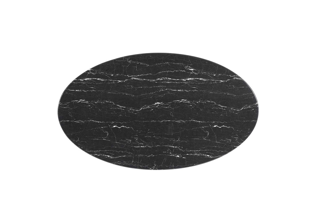 EEI-5186-WHI-BLK Lippa 60" Oval Faux Marble Dining Table By Modway