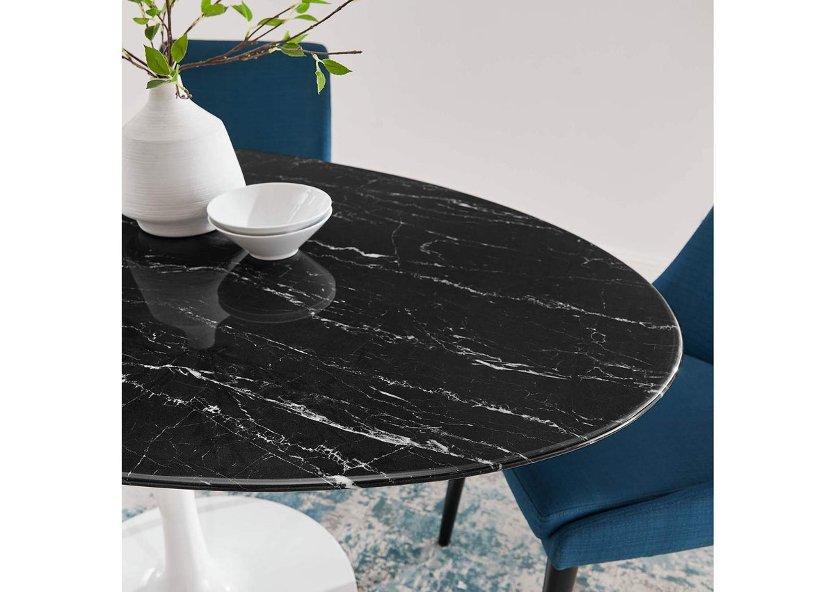 EEI-5186-WHI-BLK Lippa 60" Oval Faux Marble Dining Table By Modway