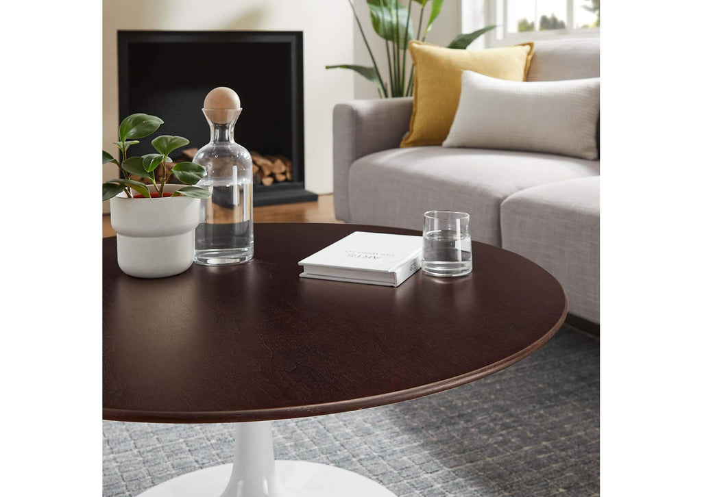EEI-5187-WHI-CHE Lippa 36" Round Wood Coffee Table By Modway