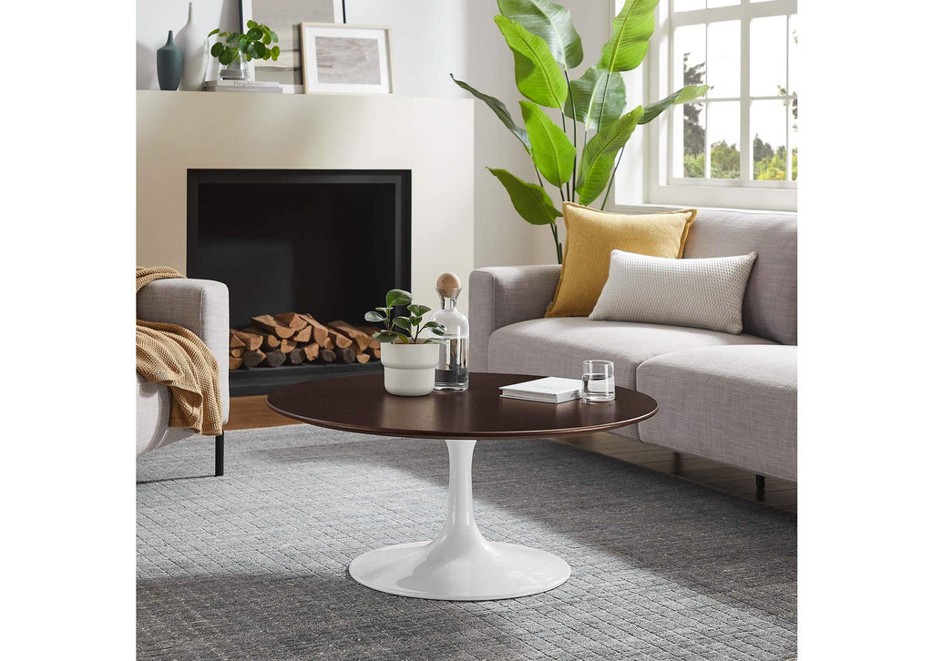 EEI-5187-WHI-CHE Lippa 36" Round Wood Coffee Table By Modway