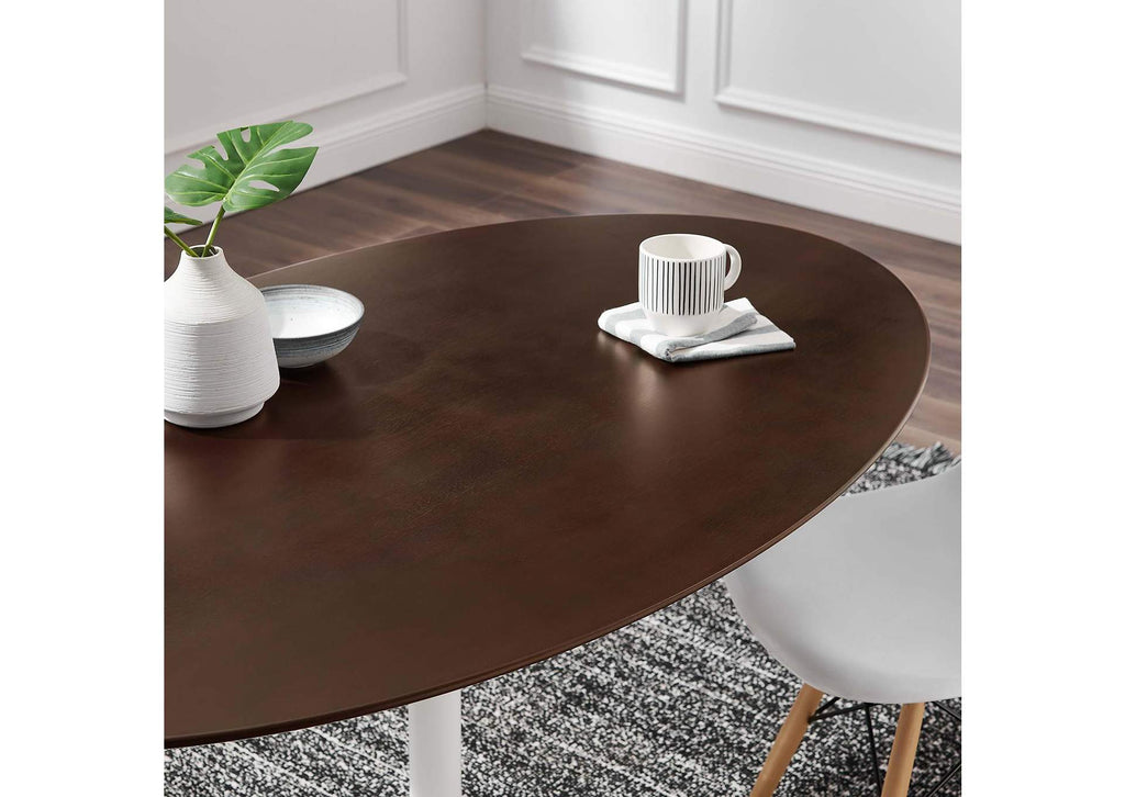 EEI-5194-WHI-CHE Lippa 60" Oval Cherry Walnut Wood Dining Table By Modway