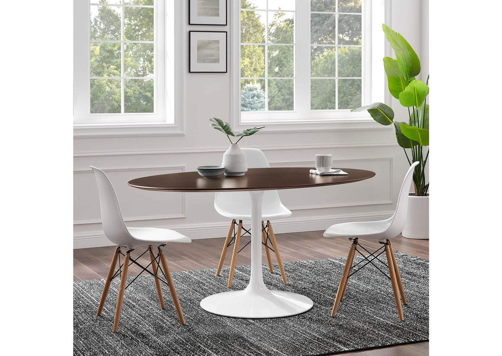 EEI-5194-WHI-CHE Lippa 60" Oval Cherry Walnut Wood Dining Table By Modway