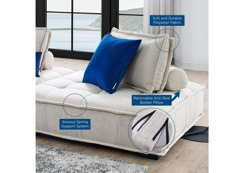EEI-5210-BEI Saunter 5 Piece Tufted Fabric Fabric Sectional Sofa By Modway