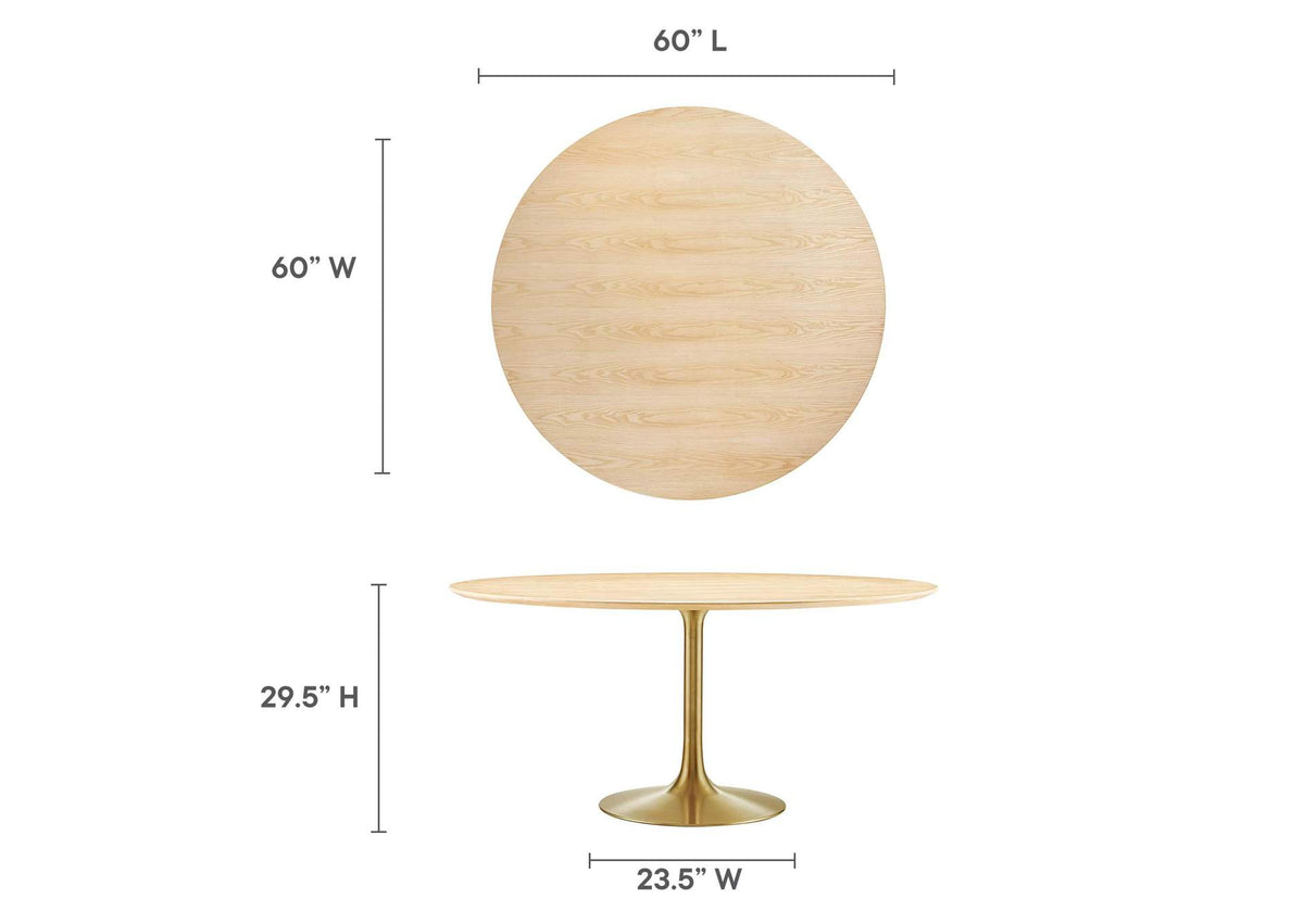 EEI-5233-GLD-NAT Lippa 60" Round Wood Dining Table By Modway