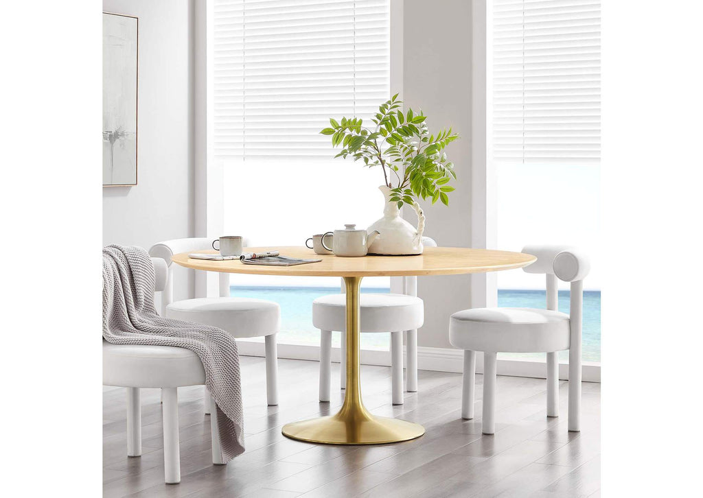 EEI-5233-GLD-NAT Lippa 60" Round Wood Dining Table By Modway