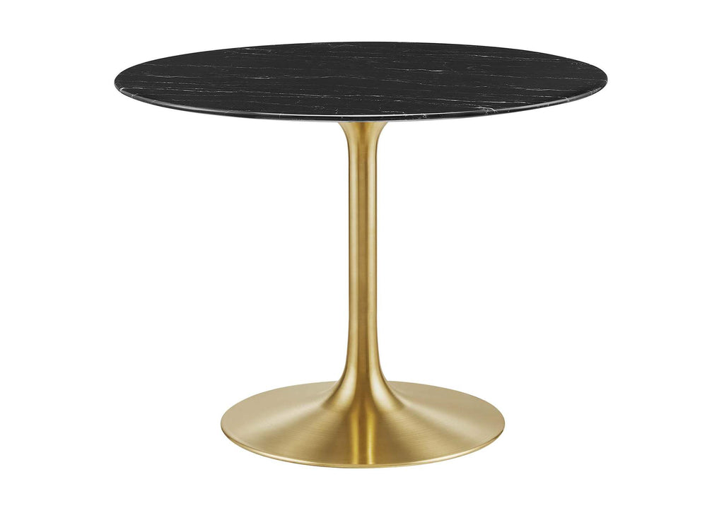 EEI-5238-GLD-BLK Lippa 40" Round Faux Marble Dining Table By Modway