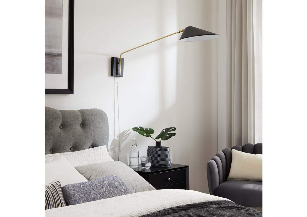 EEI-5295-BLK Journey 24" Swing Arm Wall Sconce By Modway