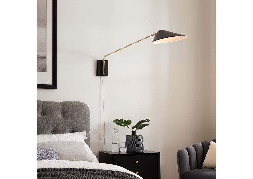 EEI-5295-BLK Journey 24" Swing Arm Wall Sconce By Modway