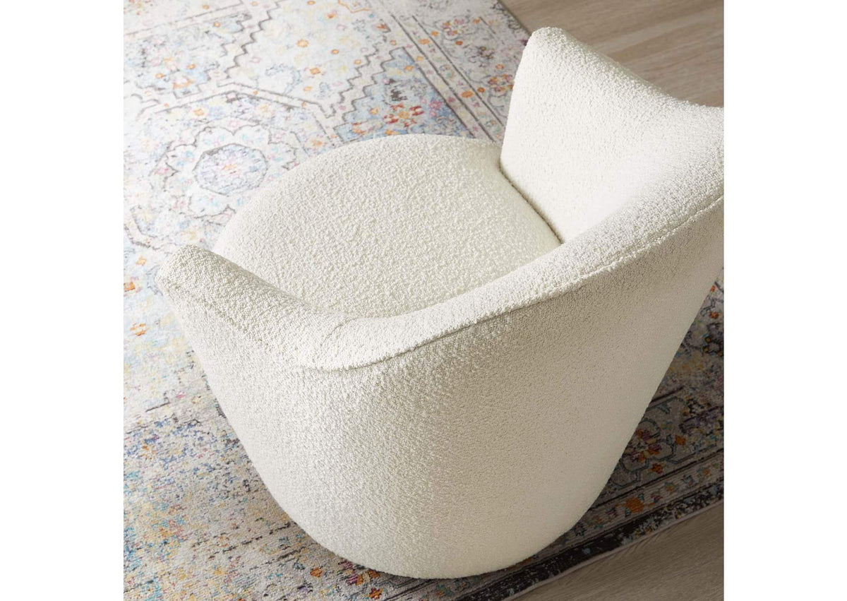 EEI-5311-WHI Nora Boucle Upholstered Swivel Chair By Modway