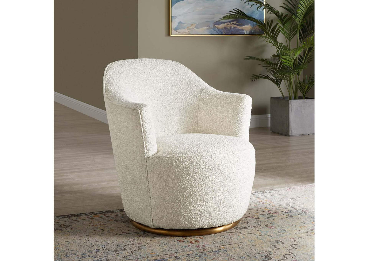 EEI-5311-WHI Nora Boucle Upholstered Swivel Chair By Modway