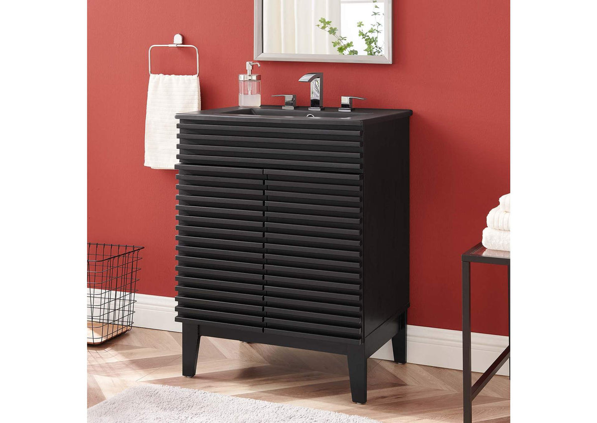 EEI-5350-BLK-BLK Render 24" Bathroom Vanity By Modway