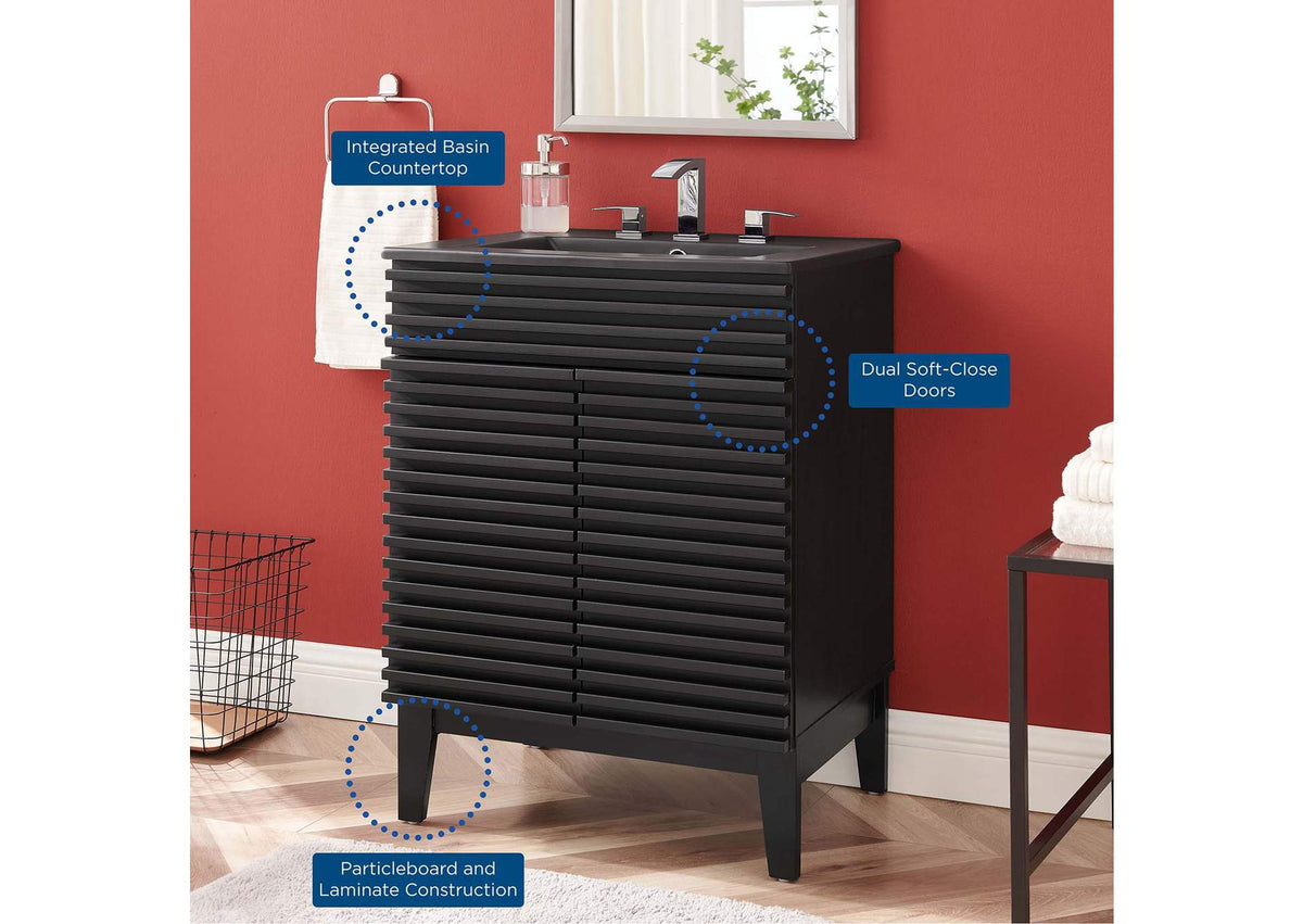 EEI-5350-BLK-BLK Render 24" Bathroom Vanity By Modway