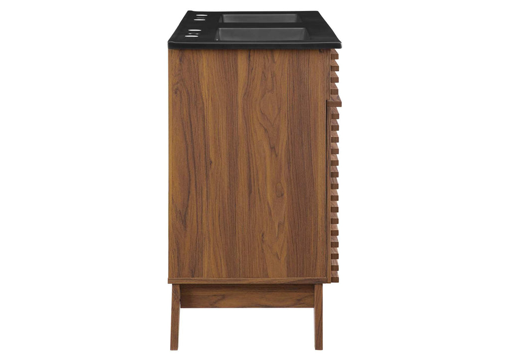 EEI-5381-WAL-BLK Render 48" Double Sink Bathroom Vanity By Modway