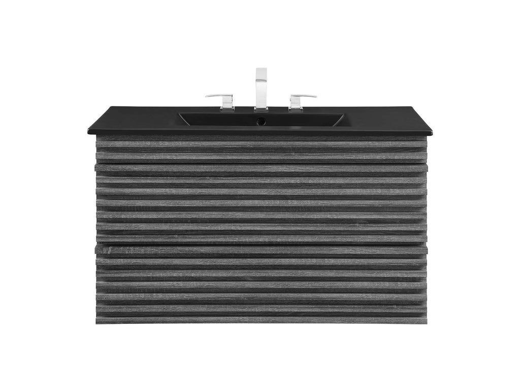 EEI-5395-CHA-BLK Render 36" Wall-Mount Bathroom Vanity By Modway