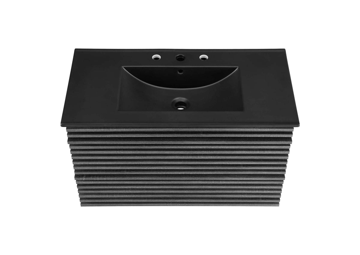 EEI-5395-CHA-BLK Render 36" Wall-Mount Bathroom Vanity By Modway