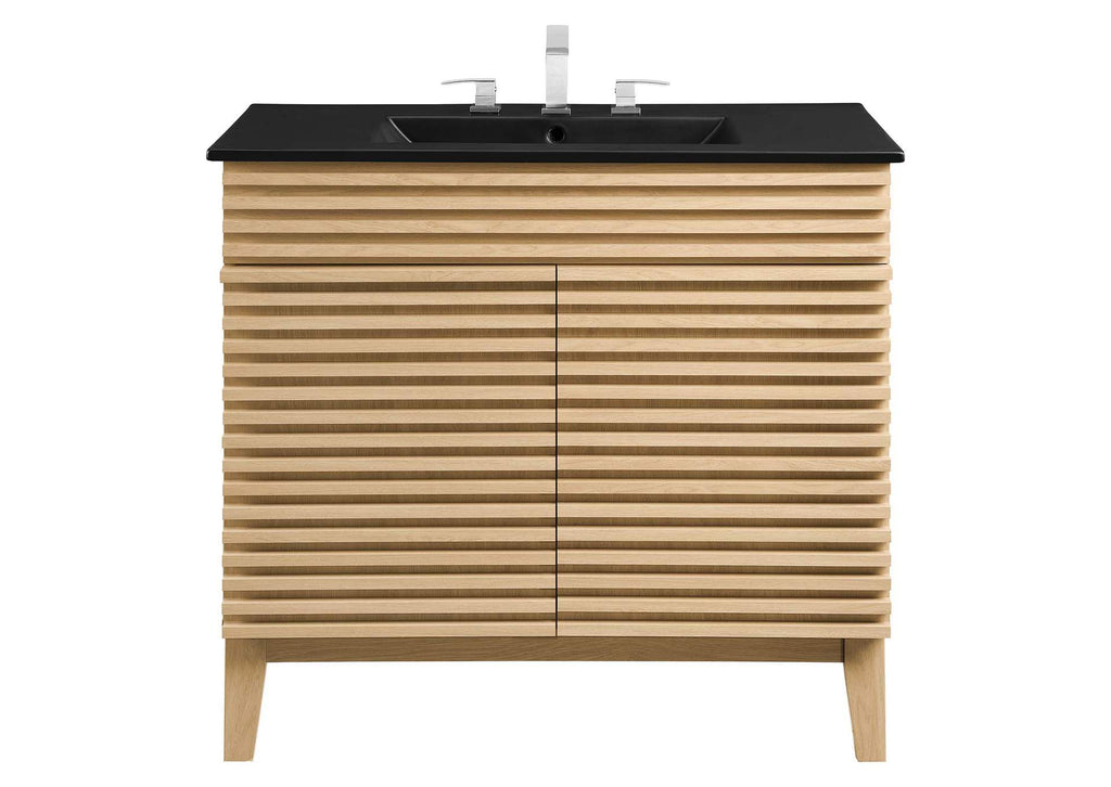 EEI-5396-OAK-BLK Render 36" Bathroom Vanity By Modway