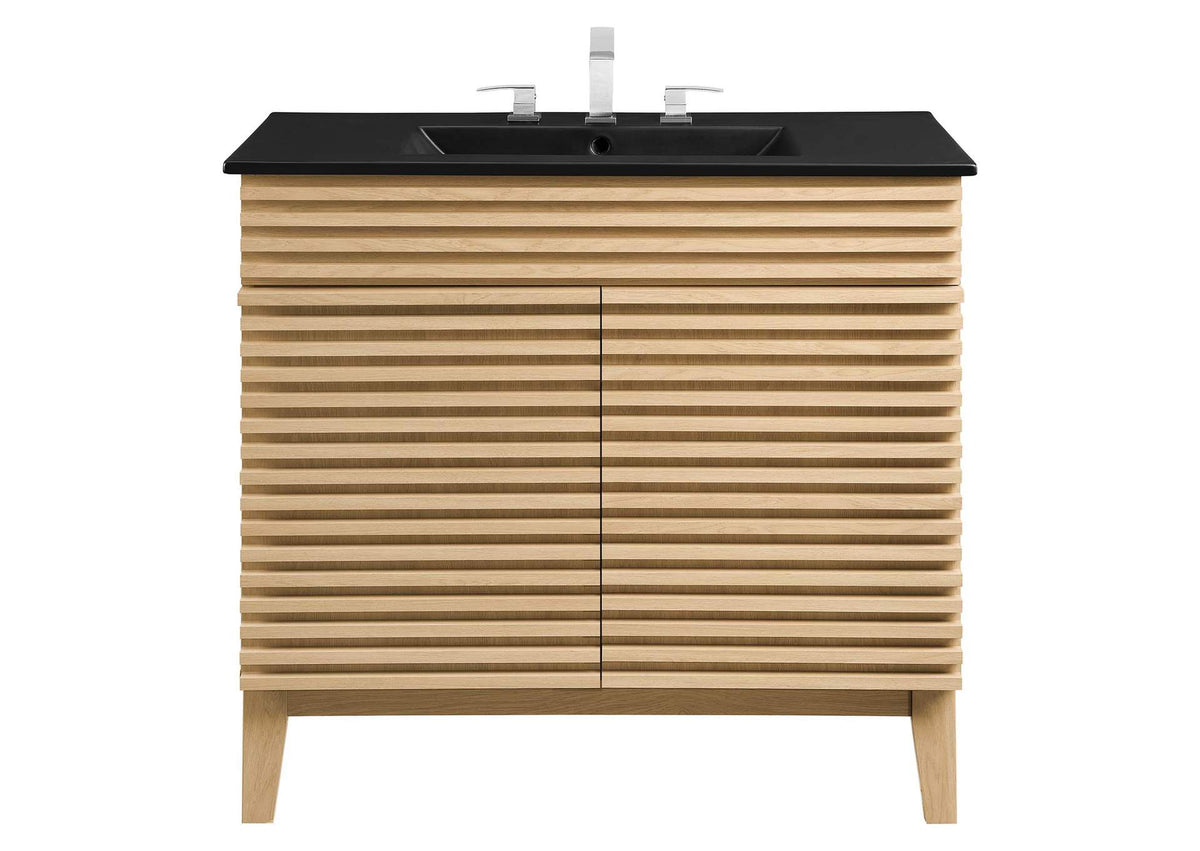 EEI-5396-OAK-BLK Render 36" Bathroom Vanity By Modway