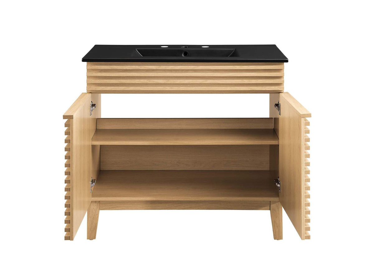 EEI-5396-OAK-BLK Render 36" Bathroom Vanity By Modway