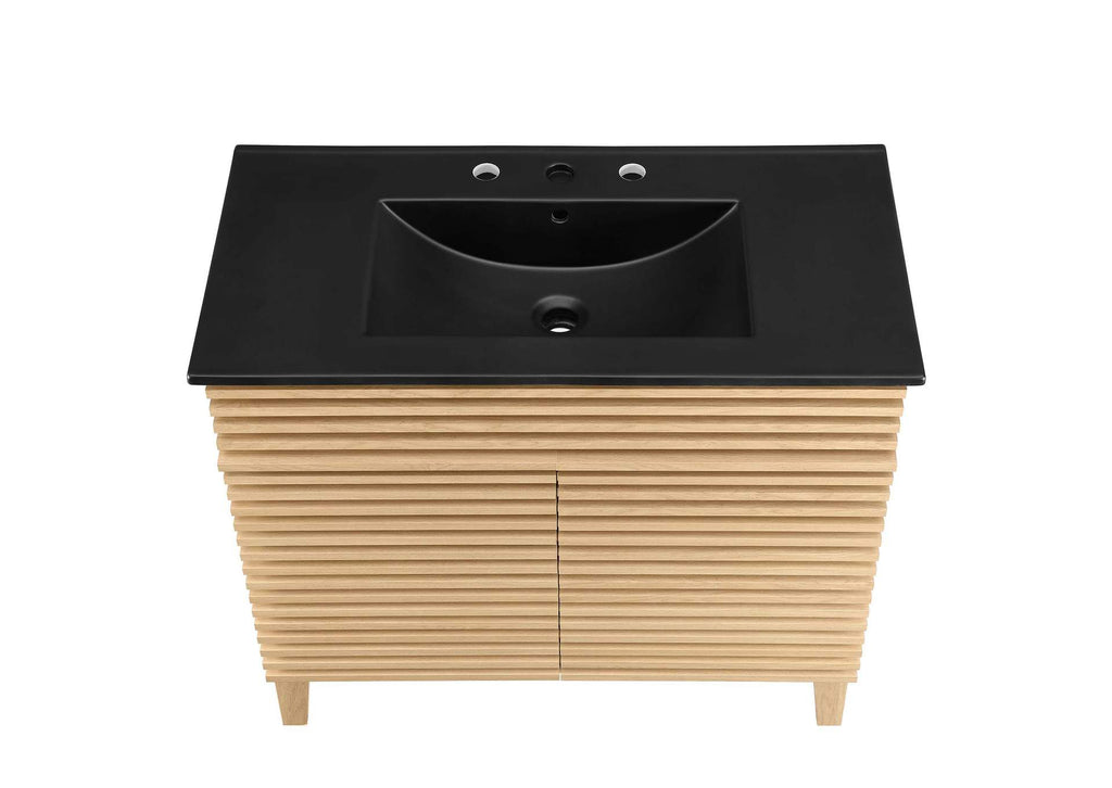 EEI-5396-OAK-BLK Render 36" Bathroom Vanity By Modway
