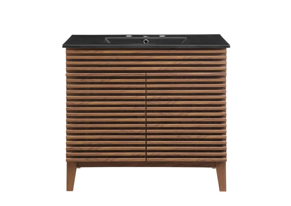 EEI-5396-WAL-BLK Render 36" Bathroom Vanity By Modway