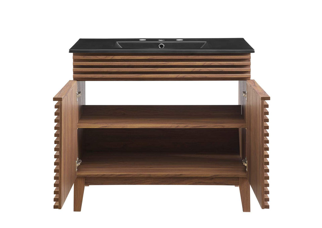 EEI-5396-WAL-BLK Render 36" Bathroom Vanity By Modway