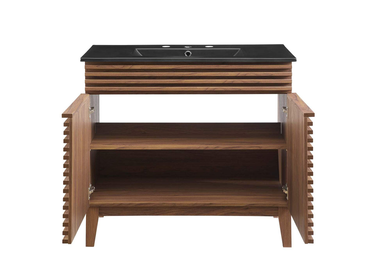 EEI-5396-WAL-BLK Render 36" Bathroom Vanity By Modway