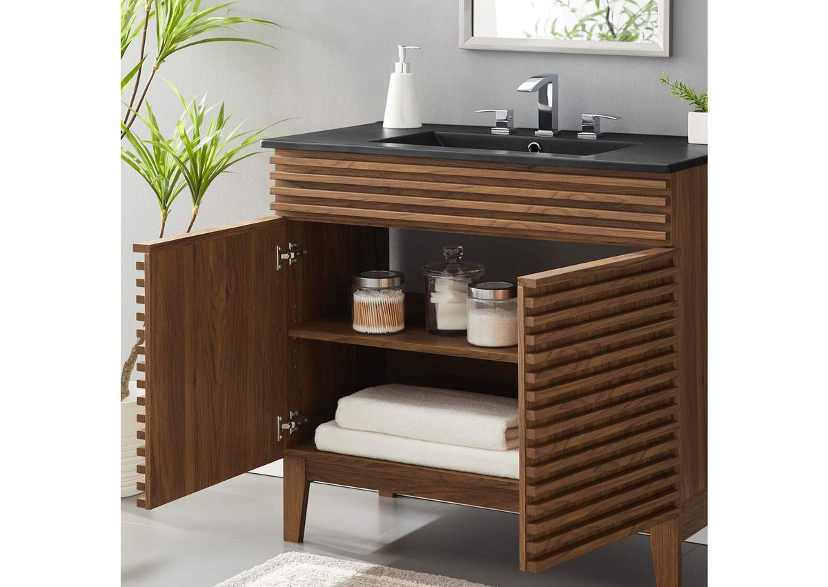 EEI-5396-WAL-BLK Render 36" Bathroom Vanity By Modway