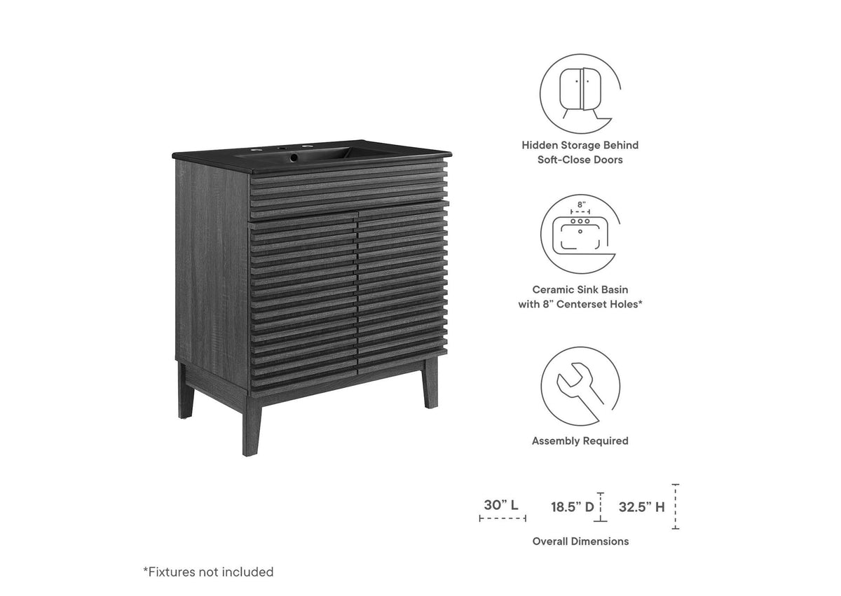 EEI-5418-CHA-BLK Render 30" Bathroom Vanity By Modway