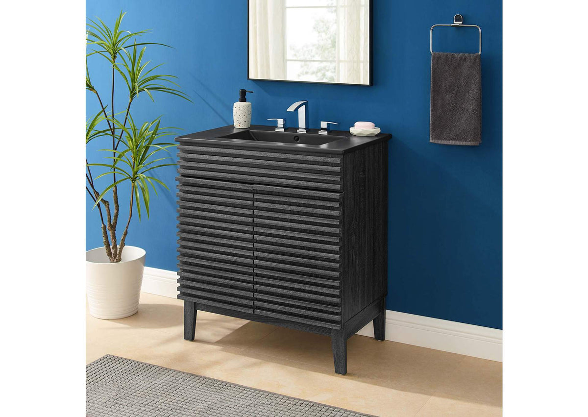 EEI-5418-CHA-BLK Render 30" Bathroom Vanity By Modway