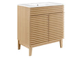 EEI-5422-OAK-WHI Render 30" Bathroom Vanity Cabinet By Modway