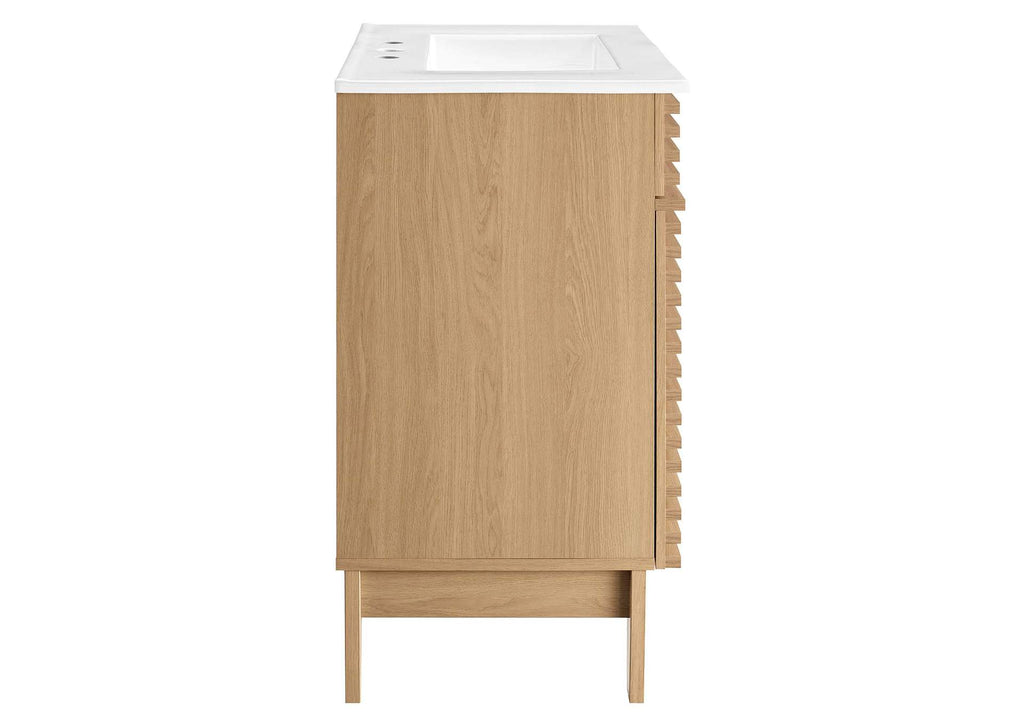 EEI-5422-OAK-WHI Render 30" Bathroom Vanity Cabinet By Modway
