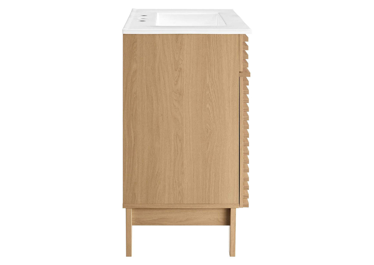 EEI-5422-OAK-WHI Render 30" Bathroom Vanity Cabinet By Modway