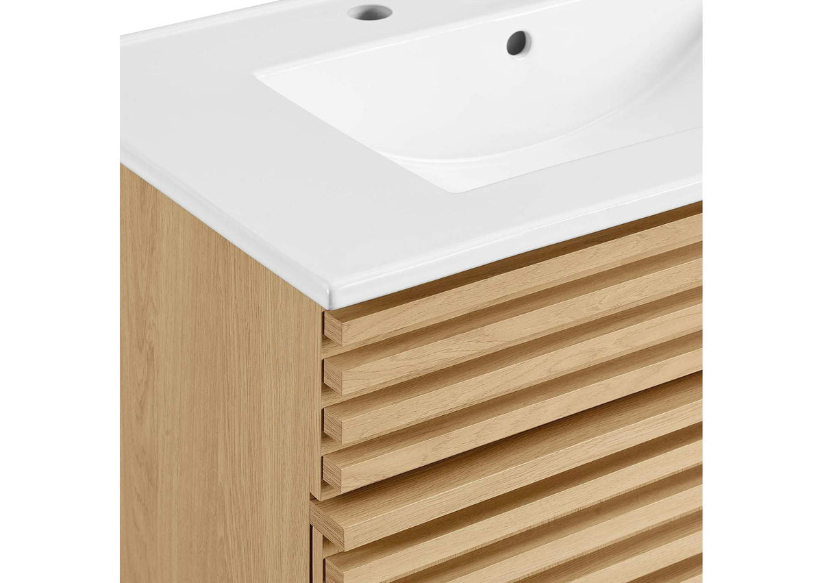 EEI-5422-OAK-WHI Render 30" Bathroom Vanity Cabinet By Modway