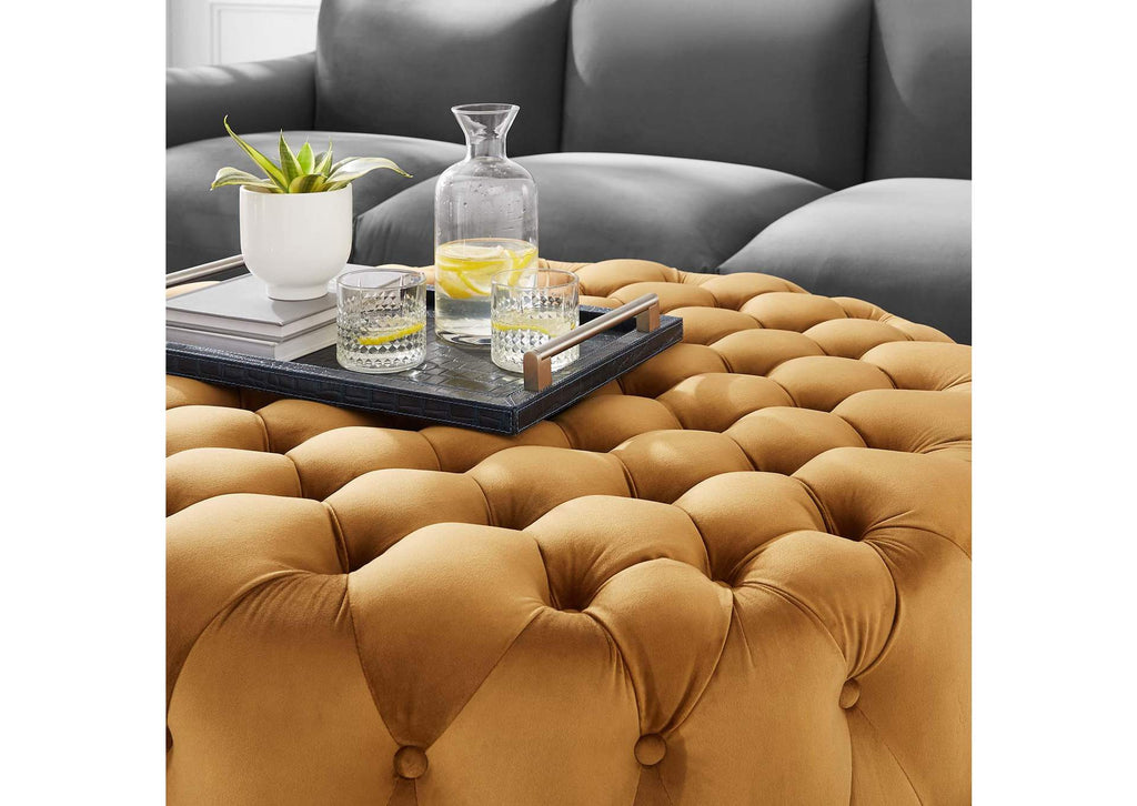 EEI-5469-COG Amour Tufted Button Large Round Performance Velvet Ottoman By Modway