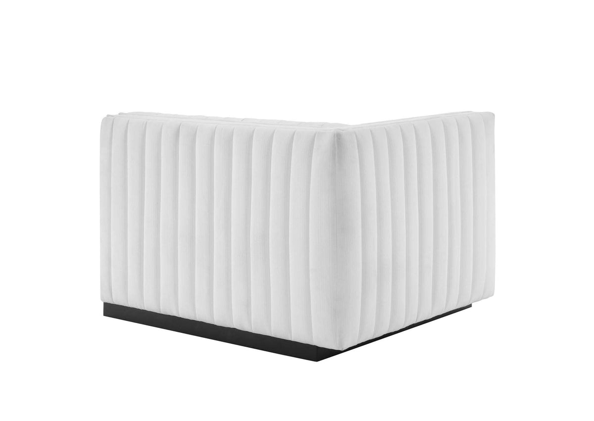 EEI-5491-BLK-WHI Conjure Channel Tufted Upholstered Fabric Left-Arm Chair By Modway