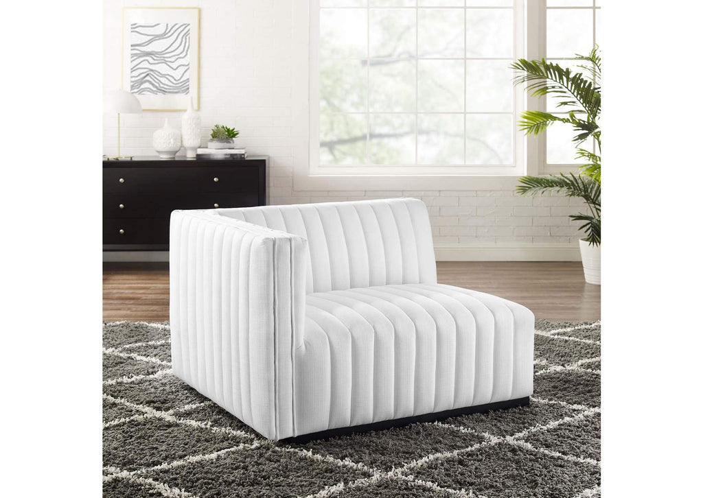 EEI-5491-BLK-WHI Conjure Channel Tufted Upholstered Fabric Left-Arm Chair By Modway