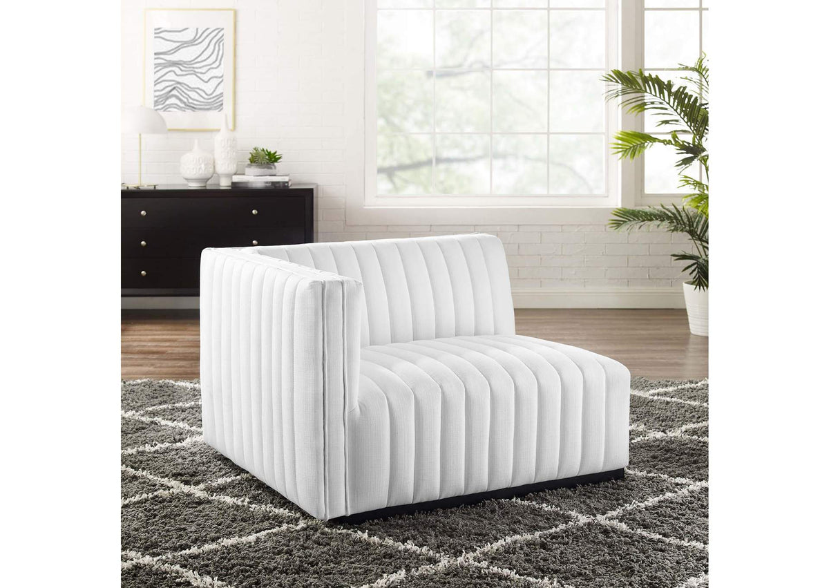 EEI-5491-BLK-WHI Conjure Channel Tufted Upholstered Fabric Left-Arm Chair By Modway