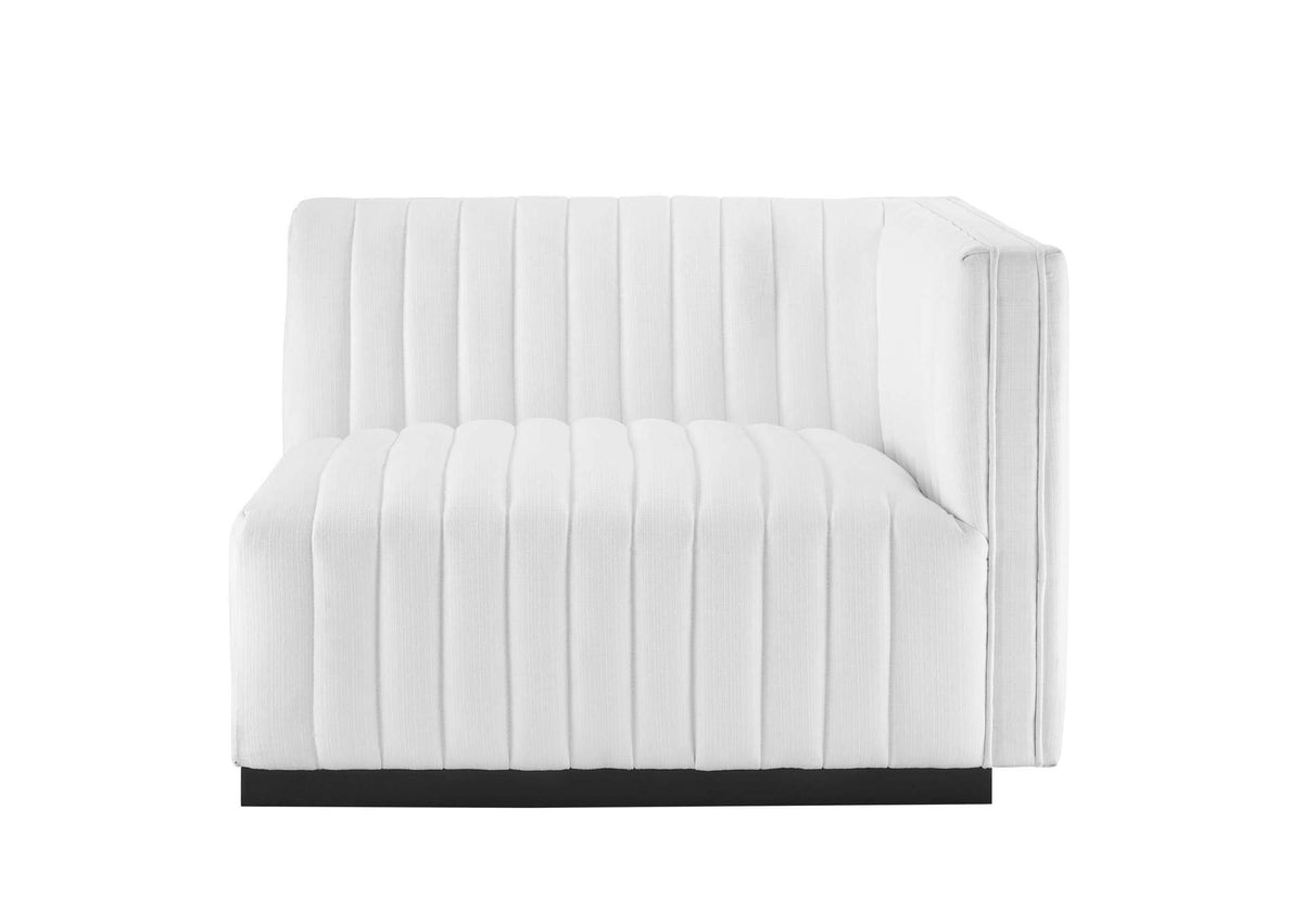 EEI-5493-BLK-WHI Conjure Channel Tufted Upholstered Fabric Right-Arm Chair By Modway