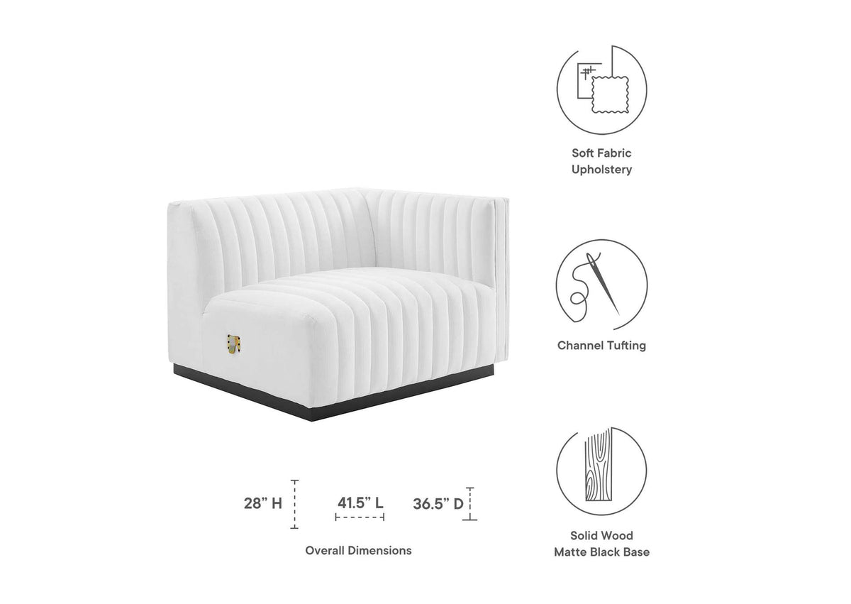 EEI-5493-BLK-WHI Conjure Channel Tufted Upholstered Fabric Right-Arm Chair By Modway