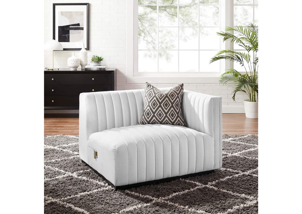 EEI-5493-BLK-WHI Conjure Channel Tufted Upholstered Fabric Right-Arm Chair By Modway
